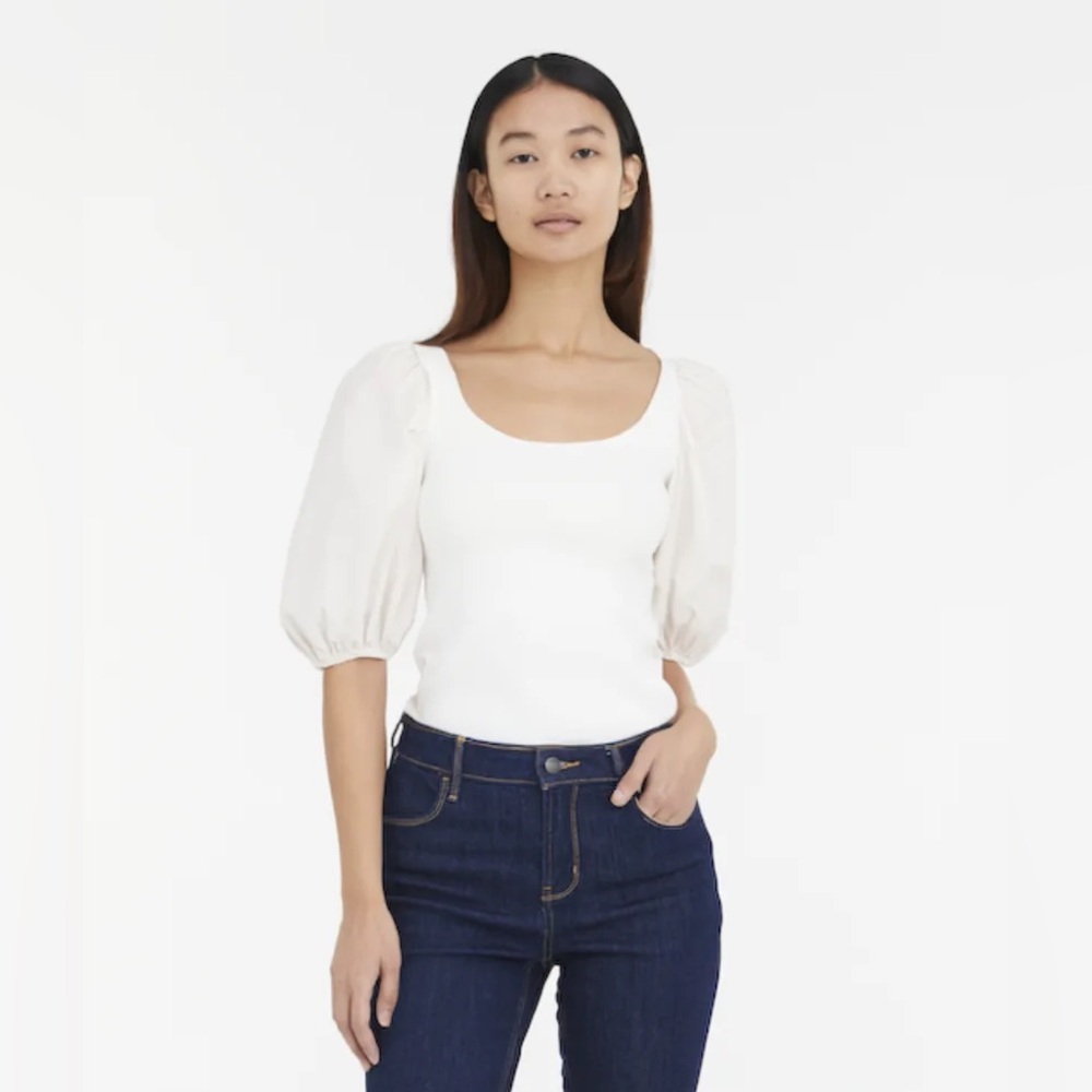 Theory Women's Solid Puff Sleeve Top Size Small